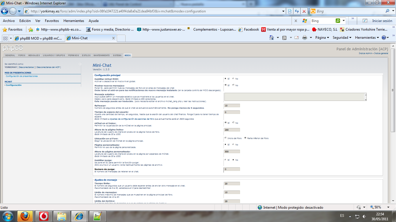 acciones del mod
