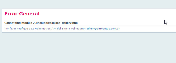 Al oprimir sobre la solapa MOD me salta el siguiente ERROR y no puedo acceder a su contenido.