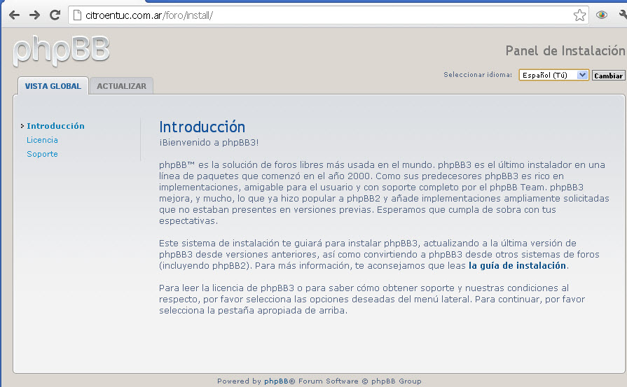 Al oprimir sobre la solapa ACTUALIZAR me sale lo de abajo