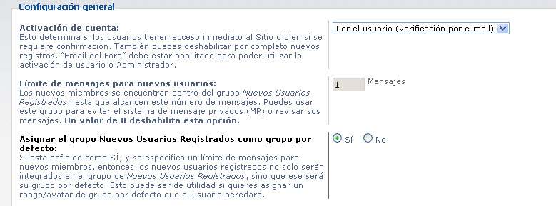 Esta es la configuración de registro que tengo
